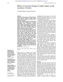 EVects of seasonal change in rugby league on the incidence
