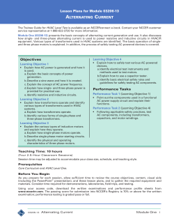 Lesson Plans for Module 03206-13 ALTERNATING CURRENT