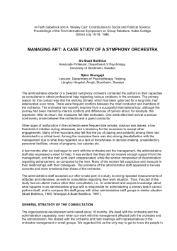 MANAGING ART: A CASE STUDY OF A SYMPHONY ORCHESTRA