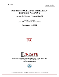 Decision Models for Emergency Response