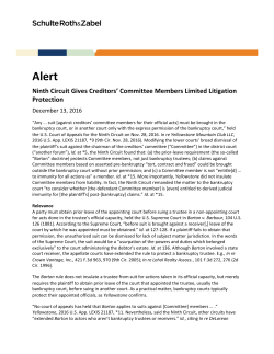 Ninth Circuit Gives Creditors` Committee Members Limited Litigation