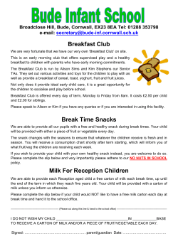 Breakfast Club Break Time Snacks Milk For Reception Children