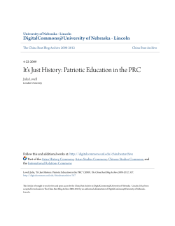 Patriotic Education in the PRC - DigitalCommons@University of