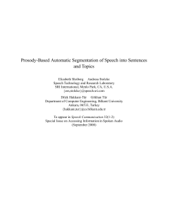 Prosody-Based Automatic Segmentation of Speech into Sentences