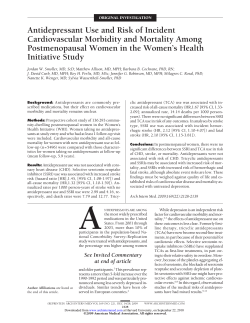 Antidepressant Use and Risk of Incident Cardiovascular Morbidity