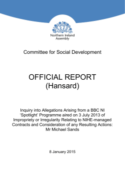 OFFICIAL REPORT (Hansard) - Northern Ireland Assembly Open Data