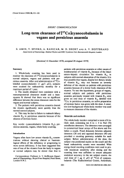 Long-Term Clearance of [57Co]Cyanocobalamin in Vegans and