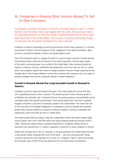 III. Companies in america Must Venture abroad To Sell to new