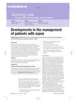 Developments in the management of patients with sepsis
