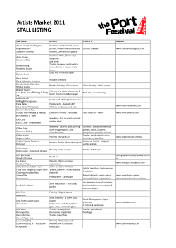 Port Festival Artists Market Stall Listing 2011