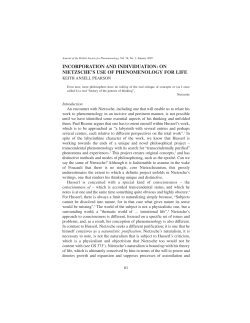 incorporation and individuation: on nietzsche`s use of