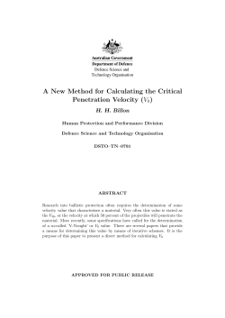 A New Method for Calculating the Critical Penetration Velocity (V0)