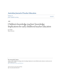 Children`s knowledge, teachers` knowledge: Implications for early
