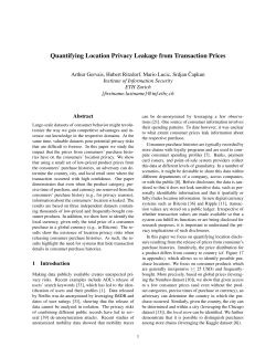 Quantifying Location Privacy Leakage from Transaction Prices