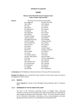 UNIVERSITY OF LEICESTER Minutes of the Fifty