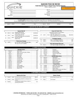 Quickie&reg; P-222 SE BD/SD Order Form