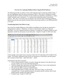 Overview for Analyzing Multilevel Data Using the HLM Software The
