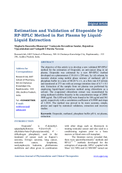 Estimation and Validation of Etoposide by RP-HPLC