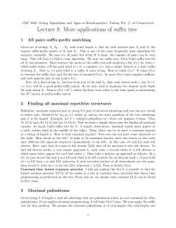Lecture 8: More applications of suffix tree