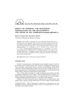 EFFECT OF NITROGEN AND MAGNESIUM FERTILIZATION ON