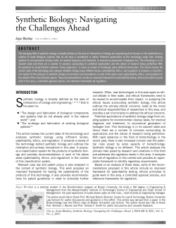 Synthetic Biology: Navigating the Challenges Ahead