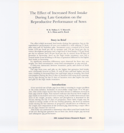 The Effect of Increased Feed Intake During Late