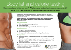 Body fat and calorie testing - Child Health Research Centre