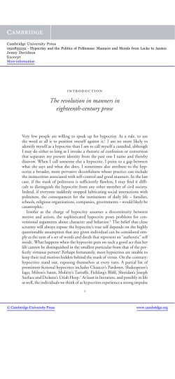 HYPOCRISY AND THE POLITICS OF POLITENESS