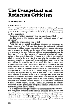 The Evangelical and Redaction Criticism.