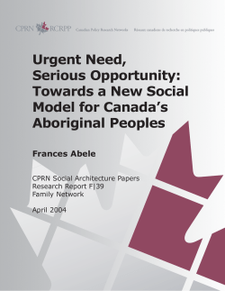 Proposal - Canadian Policy Research Networks