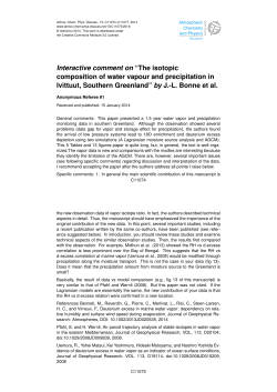 Interactive comment on &ldquo;The isotopic composition of water vapour