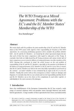 The WTO Treaty as a Mixed Agreement: Problems with the