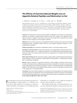 The Effects of Exercise-Induced Weight Loss on Appetite