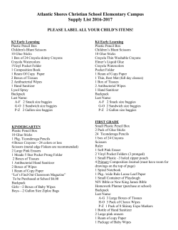 Elementary General Supply List - Atlantic Shores Christian School