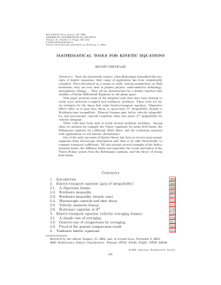 MATHEMATICAL TOOLS FOR KINETIC EQUATIONS Contents 1