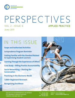 Perspectives - College of Physiotherapists of Ontario