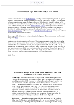 Discussion about logic with Sean Gerety, a Xian fanatic