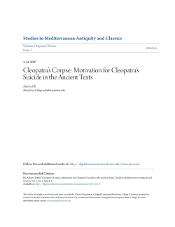 Cleopatra`s Corpse: Motivation for Cleopatra`s Suicide in the Ancient