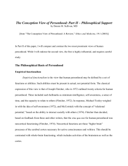 The Conception View of Personhood: Part II &ndash; Philosophical Support