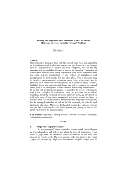 Healing and forgiveness after traumatic events: the case