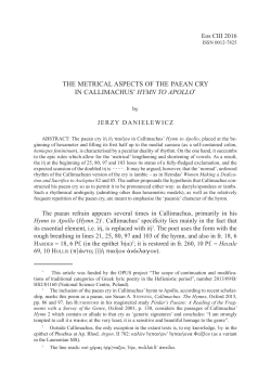 the metrical aspects of the paean cry in callimachus` hymn to apollo