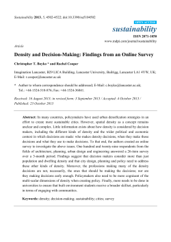 Density and Decision-Making: Findings from an Online Survey