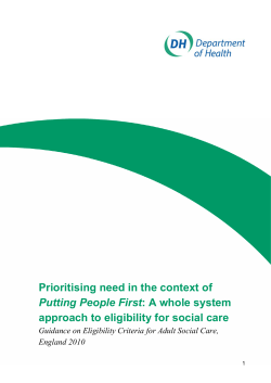 Prioritising need in the context of Putting People First