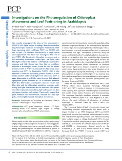 Investigations on the Photoregulation of Chloroplast Movement and