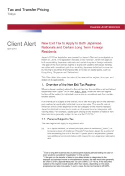 New Exit Tax to Apply to Both Japanese Nationals and Certain Long