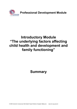 Summary - The underlying factors affecting child health