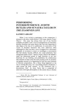 performing interdependence: judith butler and