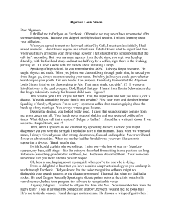Algernon Louis Simon Dear Algernon, It thrilled me to find you on