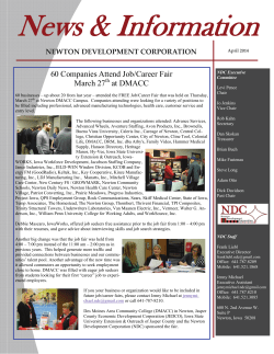NDC Newsletter - April 2014 - Newton Development Corporation