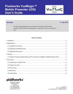 Pixelworks VueMagic&trade; Mobile Presenter (iOS) User`s Guide